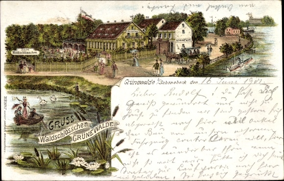 Chromo-Litho Grünewalde Schönebeck on the Elbe, Waldschlösschen Grünewalde