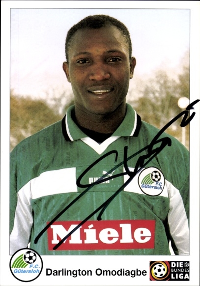 Autogrammkarte Fußballer Darlington Omodiagbe, FC Gütersloh, Autogramm