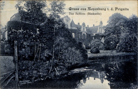 Postcard Meyenburg in der Prignitz, The Castle, back