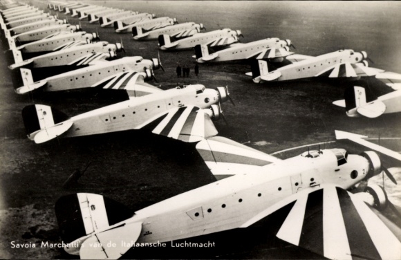 Postcard Italian military aircraft, Savoia Marchetti