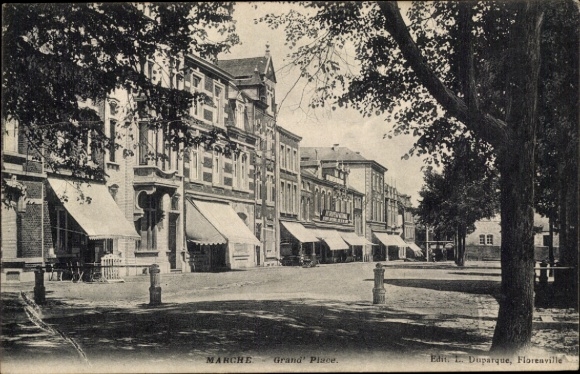 Postcard Marche en Famenne Wallonia Luxembourg, Grand' Place, historical architecture, trees, quiet...