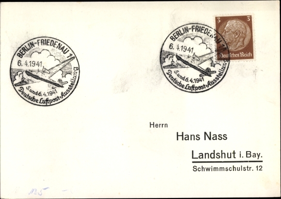 Special cancellation April 6, 1941, German Airmail Exhibition, Berlin Friedenau