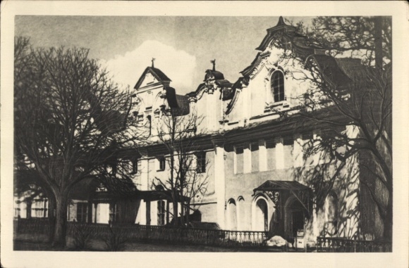 Ak Kiev Kiew Киев Ukraine, Architektur der Kyiv-Pechersk Lavra,  Stilelemente, Bäume im Vordergru