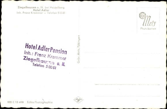 Postcard Ziegelhausen Heidelberg am Neckar, Hotel Adler