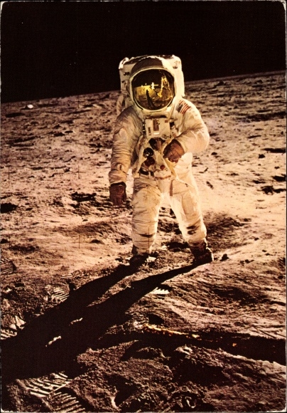 Ak-astronaut Buzz Aldrin op de maan