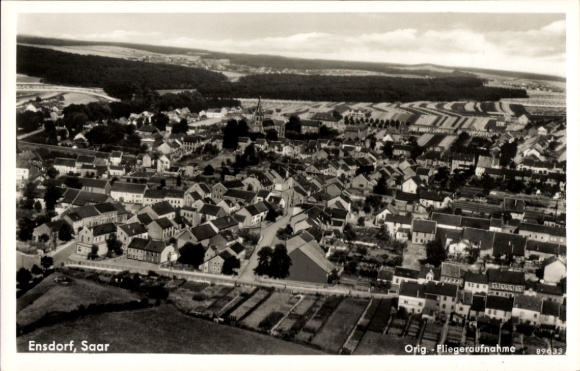 Ak Ensdorf an der Saar, Fliegeraufnahme