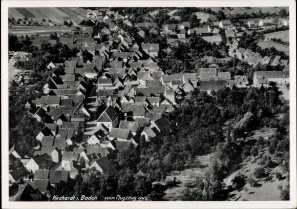 Postcard Kirchardt in Baden, aerial photograph