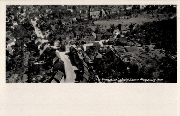 Postcard Wiebelskirchen Neunkirchen in Saarland, aerial photograph, colonial goods