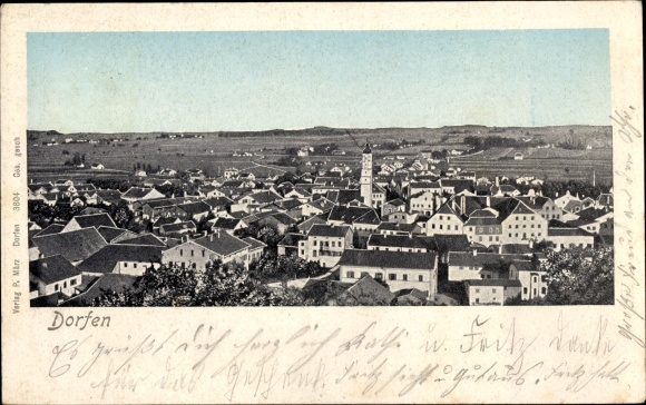 Postcard Dorfen in Oberbayern, total view of the village