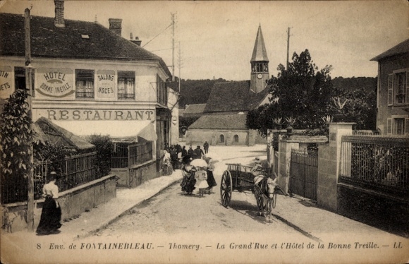 Ak Thomery Seine et Marne, La Grand Rue, Hotel de la Bonne Treille