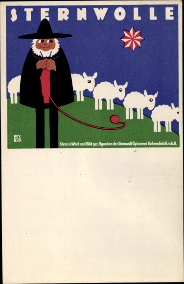 Artist PC Sternwolle, shepherd crochet with the wool of his sheep
