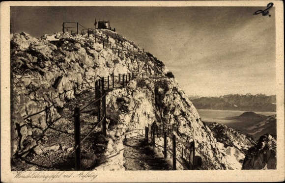 Postcard Bayrischzell in the Mangfall Mountains Upper Bavaria, Wendelstein, summit, ascent