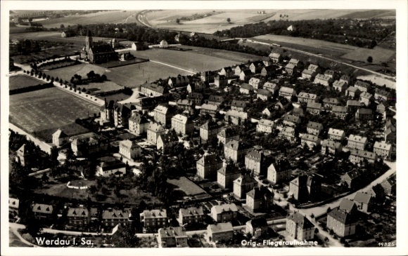 Postcard Werdau in Saxony, aerial photograph, no. 29439