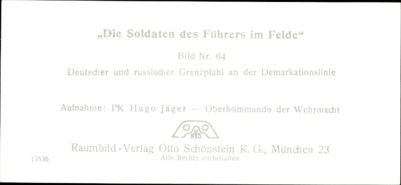 Stereo spatial image photo "The Leader's Soldiers in the Field", No. 64, border post, demarcation line