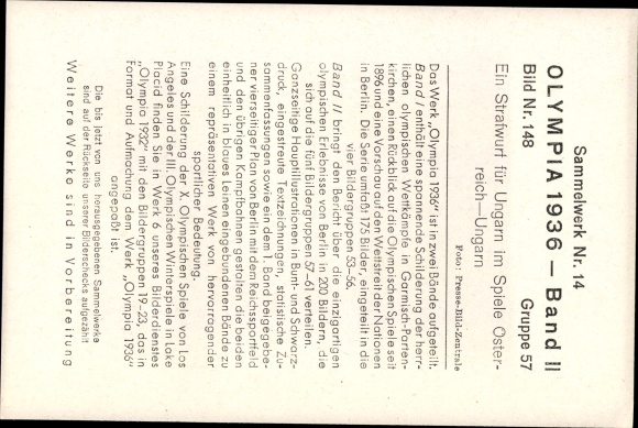 Collection picture Olympia 1936, handball game Austria versus Hungary