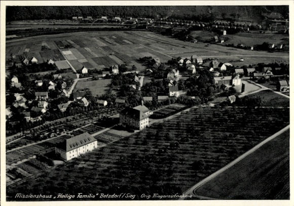 Postcard Betzdorf an der Sieg, aerial photograph, Mission House Holy Family