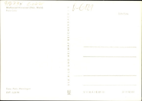 Postcard Waffenrod Hinterrod Eisfeld Thuringia, Park Cafe