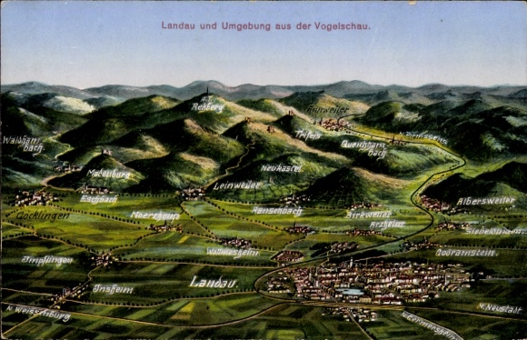 Maps Postcard Landau in der Pfalz, Panorama