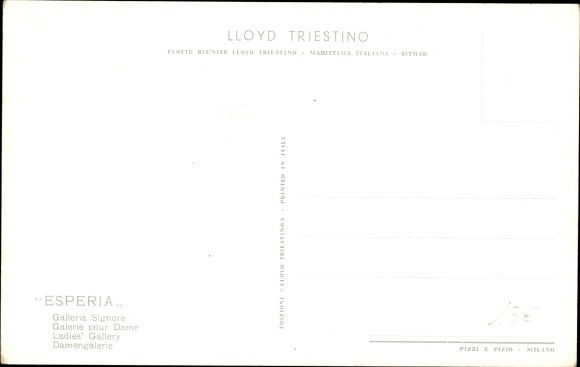 Ak passagiersstoomboot Esperia, Lloyd Triestino, Galeria Signore, vrouwengalerij