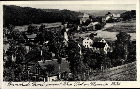 Postcard Grund Wilsdruff in Saxony, panorama of the place with Tharandter forest