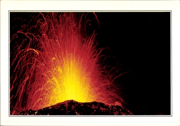 Postcard Reunion, volcanic eruption, lava