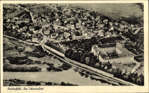 Postcard Heidenfeld Röthlein in Lower Franconia Bavaria, aerial photo of the place
