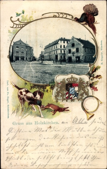 Embossed coat of arms PC Holzkirchen in Oberbayern, street section in town