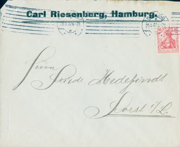 Briefumschlag Carl Riesenberg, Hamburg