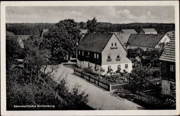 Postcard Tharandt OT Grillenburg, residential area with surroundings