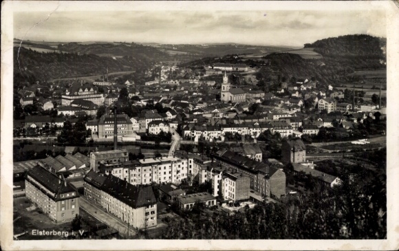 Postcard Elsterberg in Vogtland, aerial photograph