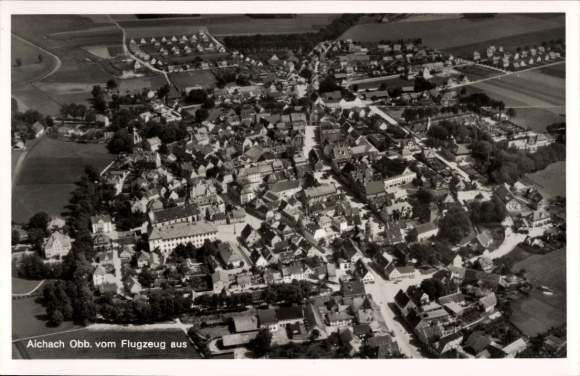 Postcard Aichach in Upper Bavaria Swabia, aerial photograph