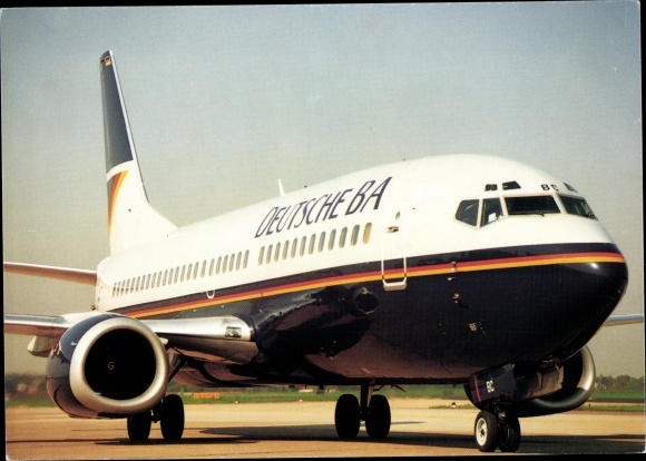 Postcard Boeing 737-300, passenger aircraft, Deutsche BA