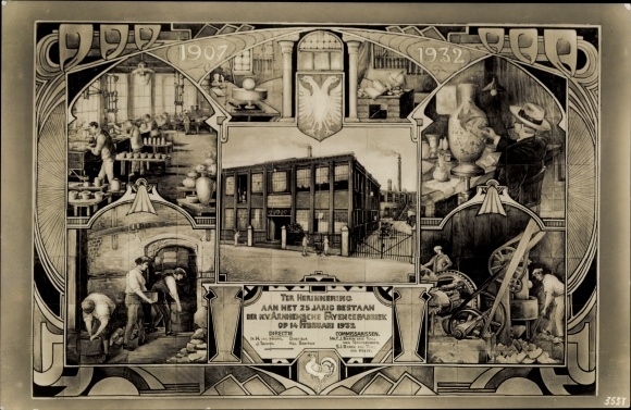 Postcard Arnhem Gelderland Niederlande, 25th anniversary of the KV Arnhemsche Fayencefabrik, 1907-1932