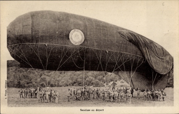 Postcard barrage balloon ready for launch
