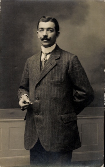 Postcard Portrait, Man in Suit, Cigar