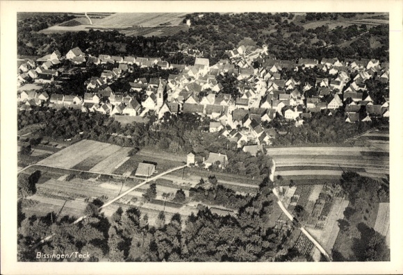 Postcard Bissingen an der Teck, aerial photograph