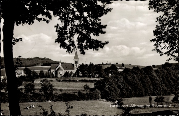 Postcard Albaum Kirchhundem in the Sauerland, climatic health resort Albaum, church, beautiful landscape, architecture