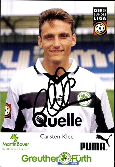 Autograph card footballer Carsten Klee, SpVgg Greuther Fürth, autograph