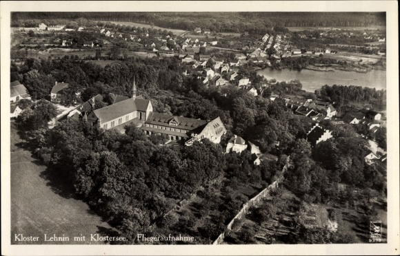 Ansichtkaart Kloster Lehnin in der Mark, uitzicht op de stad, luchtfoto, Klostersee