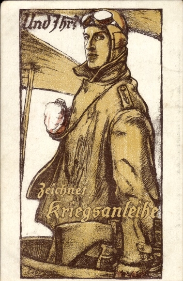 Artist Postcard Erler, And you?, Subscribes to war bonds, Fighter pilot