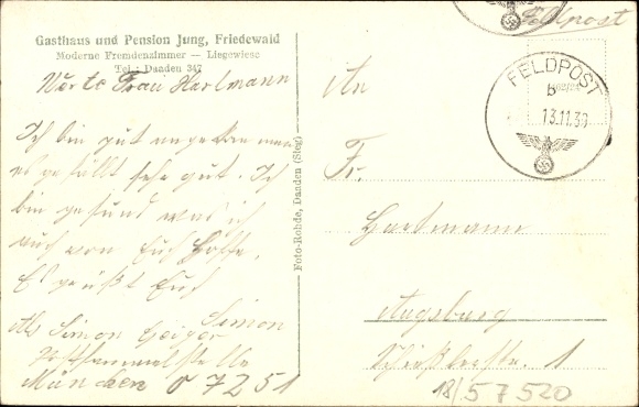 Postcard Friedewald Westerwald, general view, Gasthof Pension Jung