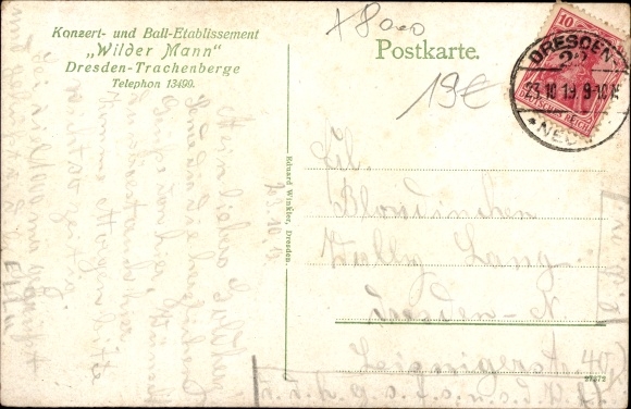Postcard Dresden Trachenberge, concert and ball establishment Wilder Mann, hall