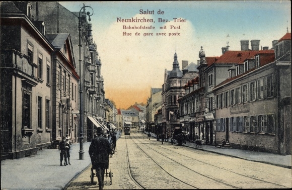 Ak Neunkirchen im Saarland, Bahnhofstraße, Post