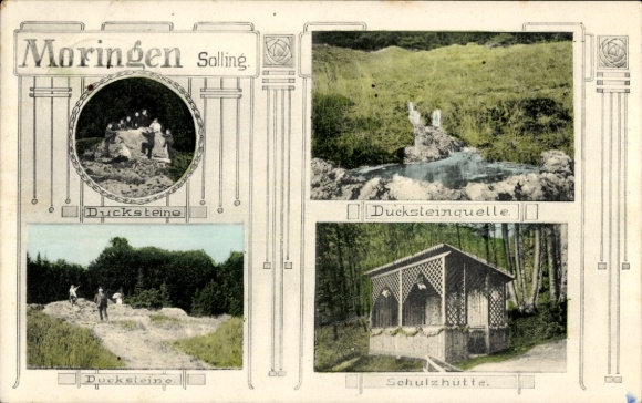 Passepartout Postcard Moringen Lower Saxony, Ducksteine, Ducksteinquelle, shelter