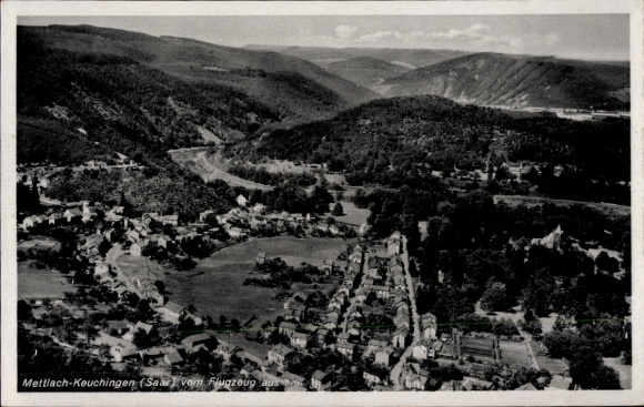 Postcard Keuchingen Mettlach in Saarland, aerial photograph