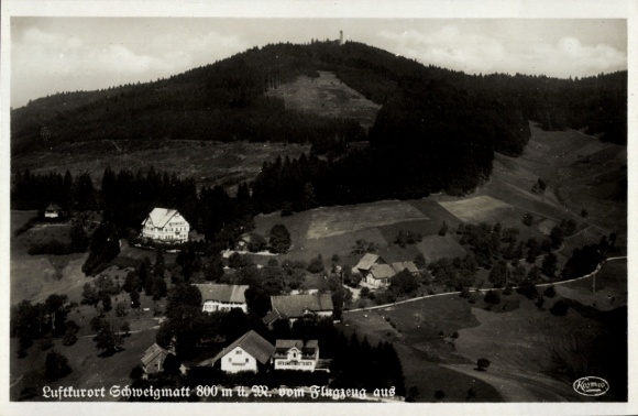 Postcard Schweigmatt Raitbach Schopfheim in Baden, aerial photograph, Pension Lueginsland