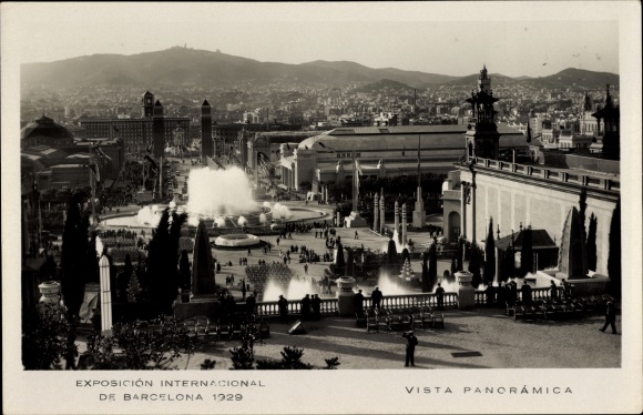 Postcard Barcelona International Exhibition 1929, Panoramic View