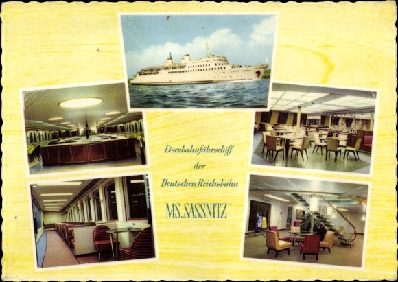 Ak Eisenbahnfährschiff MS Sassnitz, Deutsche Reichsbahn, Innenansicht