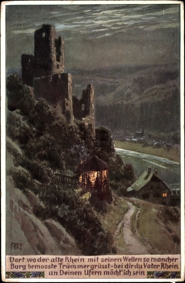 Song artist PC Hey, Paul, folk song card no. 97, where the old Rhine with its waves