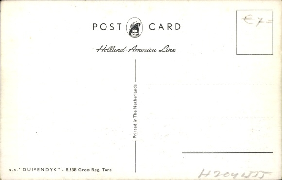 Postcard Steamer SS Duivendyk, view bow starboard, Holland America Line, HAL